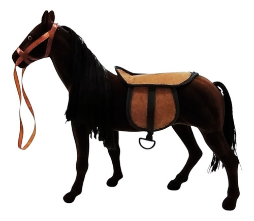 Caballo Potro Marron Oscuro Con Asiento Para Muñecas 36 Cm