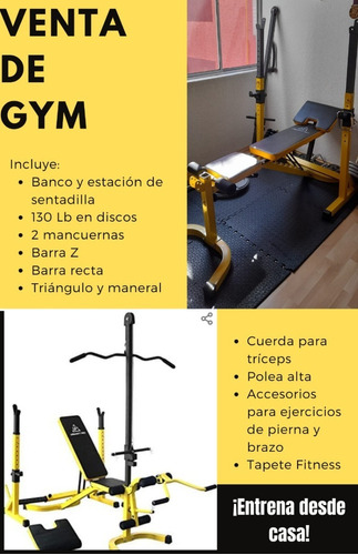 Gym En Casa Con Set De Barras, Mancuernas Y Discos