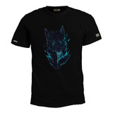 Camiseta Estampada Lobo Digital Azul Inp Hombre Bto 