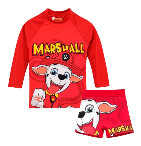 Remera Manga Larga + Zunga Paw Patrol Marshall Pr Solar Uv50