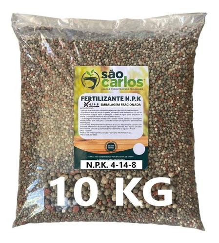 Adubo Npk 4-14-8 Fertilizante 10kg - Flores Frutas Plantas