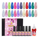 Burano Esmalte De Gel Reflectante Con Purpurina, 12 Colores,