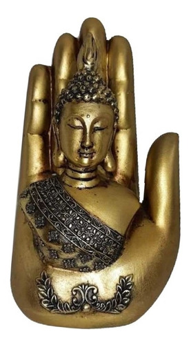 Estatua Buda Hindu Decoração Dourado Escritório Estante Sala
