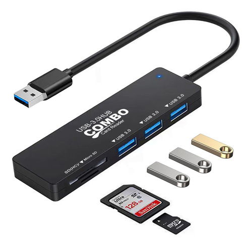 Concentrador Usb 3.0 Con Lector De Tarjetas Sd/tf, Estacin D