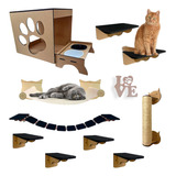 Playground Para Gatos 10 Pçs Em Mdf C/ Arranhador Sisal