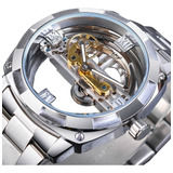 Reloj De Plata Mecánica Automática De Hombres Transparentes