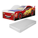 Cama Berço Carro Mcqueen Vermelho Menino Infantil C/ Colchão