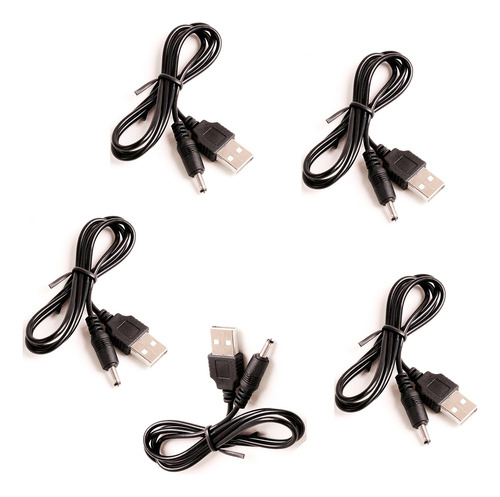 5x Cabo Usb 2.0 Macho X Dc Plug Conector 5v 3.5mm - Com Nota