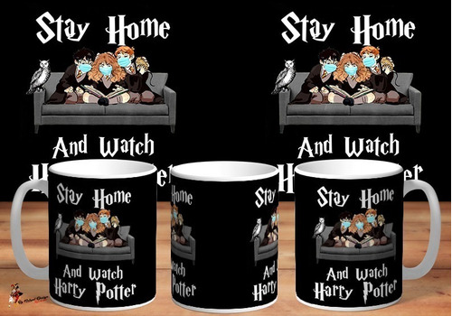 Taza - Tazón Harry Potter Stay Home Quedate En Casa 4k Art