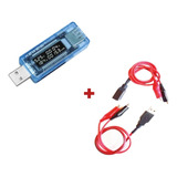 Kit V2 Medidor Usb Tester + Cable Cocodrilo Usb Hembra-macho