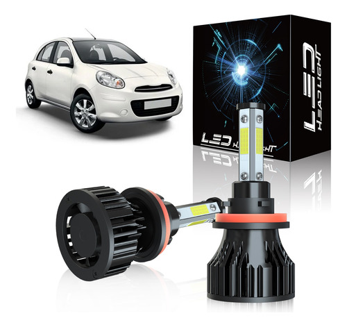 Kit Focos Led H11/h9 Nissan March 2021 2022 Luz Alta 18000lm