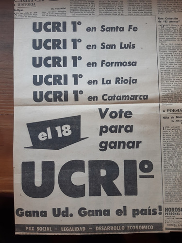 Publicidad Elecciones 1962 / Ucri / De Diario Clarín