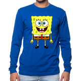 Polera Manga Larga Algodón Niños Bob Esponja