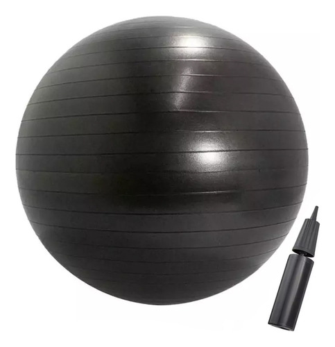 Pelota Pilates 65 Cm Esferodinamia Medicinal Yoga + Inflador Color Negro Con Inflador