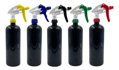 Botella Negra 1 Litro Atomizador Uso Rudo Industrial X 5 Pza