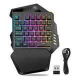 Teclado Para Juegos Con Una Mano, Iluminación Rgb Inalámbric