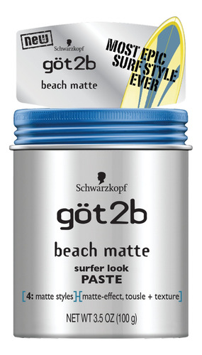 Got2b Beach Matte Surfer Look Paste, 3.5 Onzas, 6 Unidades (
