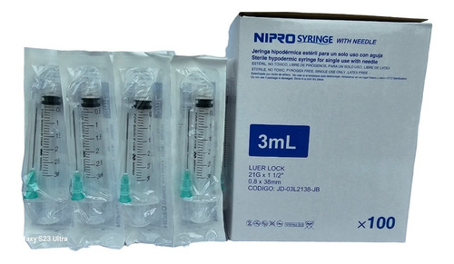 Jeringa De 3ml Con Aguja 21g X 1 1/2 De Nipro