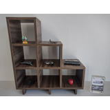 Estante Escada 6 Nichos 30x30 Mdf Nogal Decoração E Livros