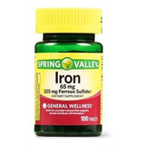 Iron Ferro 65mg 325mg Spring Valley® 100 Tablets Original