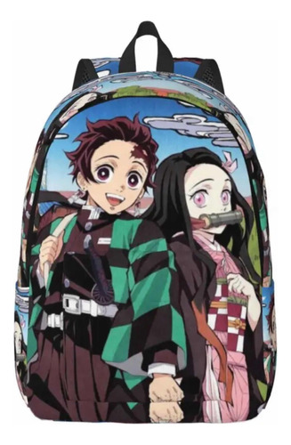 Mochila Escolar Nezuko Y Tanjiro Kamado Material Grueso