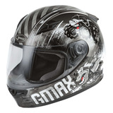 Casco Gmax Niño Gm-49y Beasts Full-face Plata Obscuro/negro