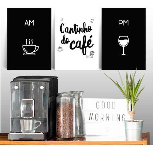 Kit 3 Quadros Placas Decorativas Cantinho Do Café 28x40 Mdf