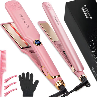 Operacion Plancha De Cabello Para Pelo Y Rizado 2 Máquinas Set Iones Negativos Infrarrojos 14 Temperatura Ajustable Plancha De Pelo Regalo Color Rosa | Envío gratis