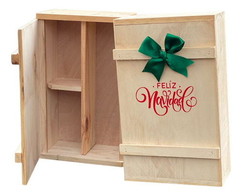 Caja De Madera Para Regalo Ancheta Navidad 34x20x10cm