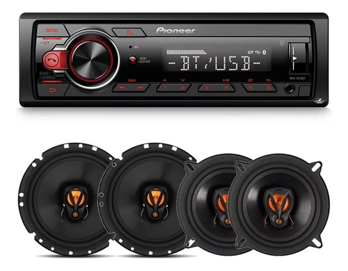 Kit Rádio Pioneer Bluetooth + 04 Alto Falantes Jbl 5 E 6 Pol