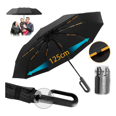 Parasol plegable automático negro de 130 cm, protegido contra rayos UV, capacidad para 3 personas | MercadoLibre