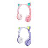 2 Juegos De Auriculares Plegables Inalámbricos Cat Ear Led