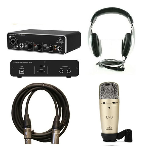 Behringer Umc22 C-3 Hpm1000 Sistema  Grabacion Para Estudio