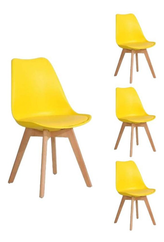 Pack 4 Sillas Eames Tulip Acolchada Comedor Clásica Vintage