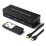 Dingsun 3port Vga Al Convertidor Adaptador Hdmi Con Audio Y