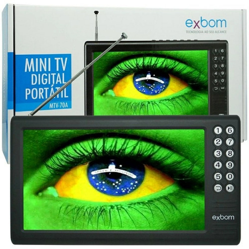 Mini Tv Digital Portátil Exbom 7 Polegada Full Hd Usb Sd Aux