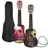 Ukelele Electroacustico Soprano Diseño Mandala Cuerdas Aquila Combo + Funda + Pua + Garantia Oficial Bamboo