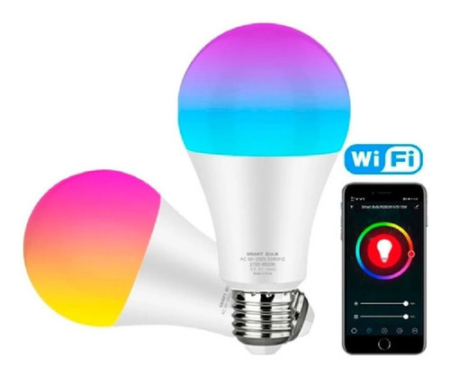 Lampara Led Inteligente 12w A60 Wifi Bluetooth E27 Colores