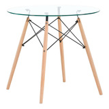 Mesa De Comedor De Vidrio Estilo Eames 80 Cm