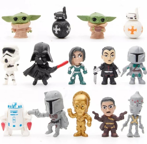 Kit / Conjunto 14 Bonecos Miniaturas Brinquedo Star Wars