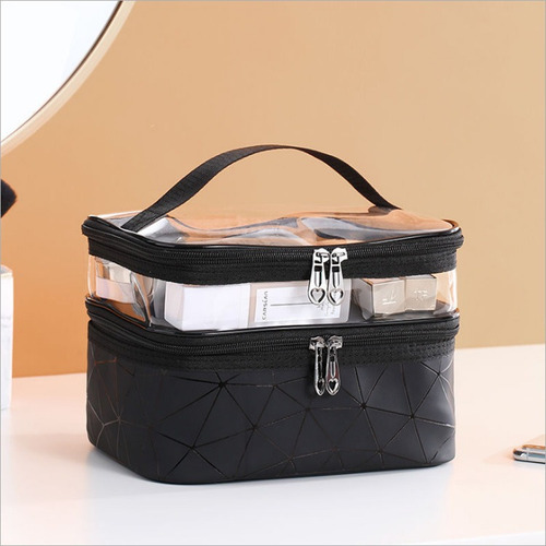 Neceser Maquillaje De Viaje De Doble Capa Cosmetiquera Bolsa