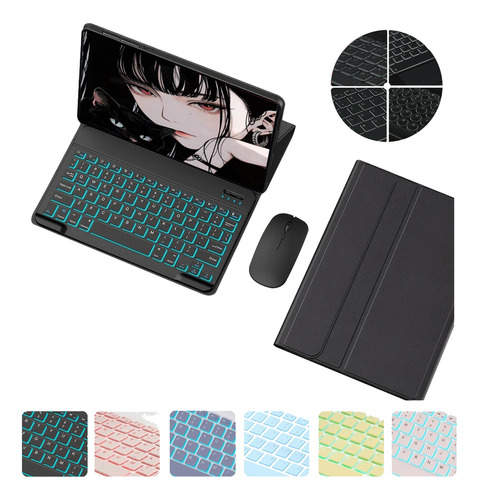 Capa Com Teclado Iluminado E Mouse Para Samsung Tab A8