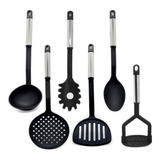 Set X6 Utensillos Nylon Mgo Acero P Superficies De Teflón 