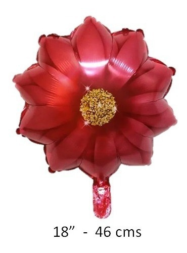 Globos Metálicos Con Diseño De Flor C/5 Pzs. Color Rojo
