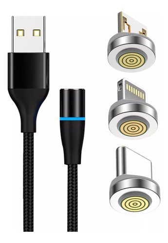 Cargador Magnetico Cable Usb Carga Rapida 3en1 Ip Tipo C V8