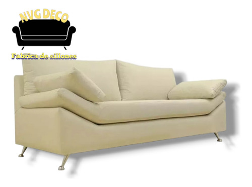 Sillon Sofa 2 Cuerpos Premiun En Ecocuero Patas Cromadas 