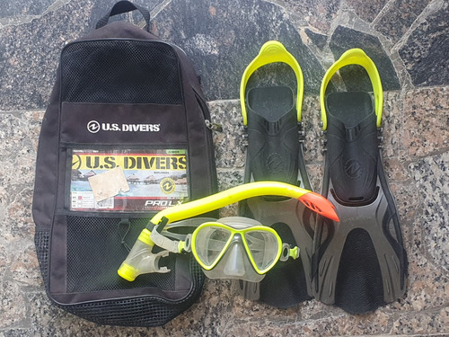 Combo Máscara, Snorkel Y Aletas Us Divers, Niños 9  A 13