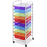 Carro Organizador Multiusos Ruedas Con 10 Cajones De Colores