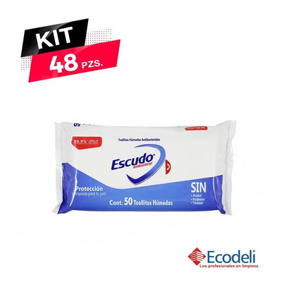 Kit De 48 Toallitas Humedas Antibacteriales Escudo
