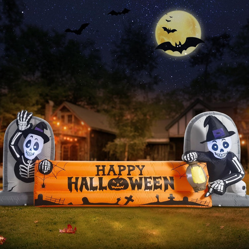 Inflable Halloween Led Adorno Decoracion Gato Fantasmas Bruj